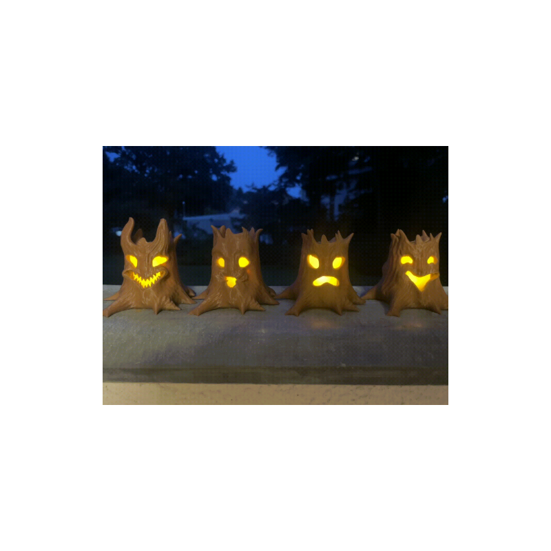 Świece halloweenowe - Rodzina nawiedzonych drzew komplet 4 szt.